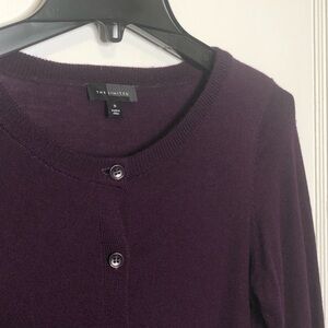 THE LIMITED | Wool Blend Dark Purple Button Front Long Sleeve Cardigan Sweater